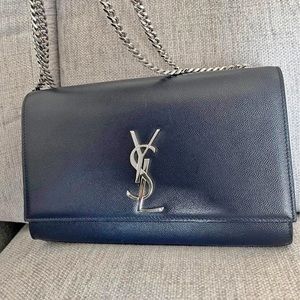 Ysl Medium Kate in navy blue with SHW